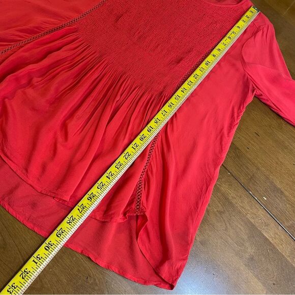 Express Light Red Smock Front Long Sleeve Peasant Boho Shirt Top Blouse Size L - Picture 8 of 9